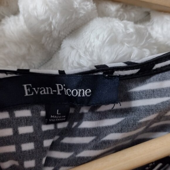 Evan Picone Black & White Abstract Drape Neck Top – Size Large - Picture 8 of 8